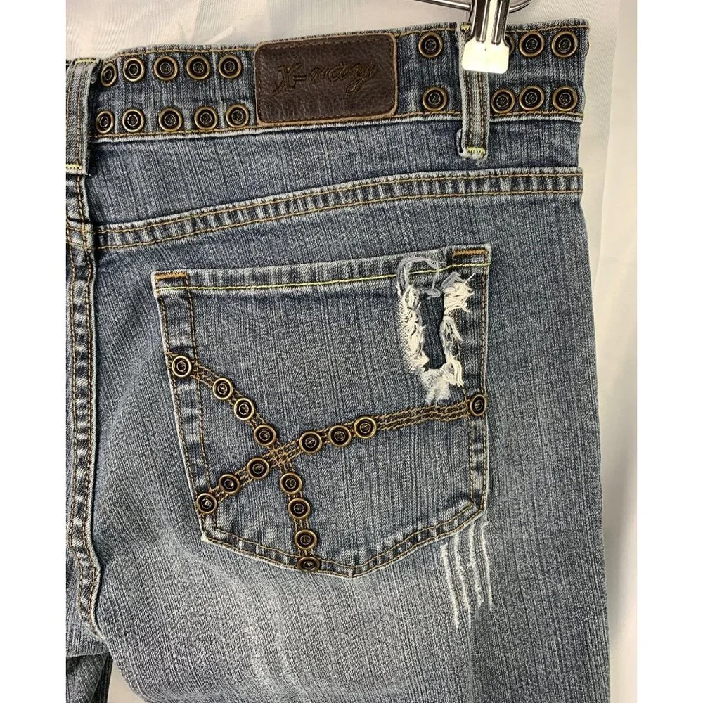 #0684 Xray Mens Jeans Denim 36x32 Blue Distressed Biker Pants